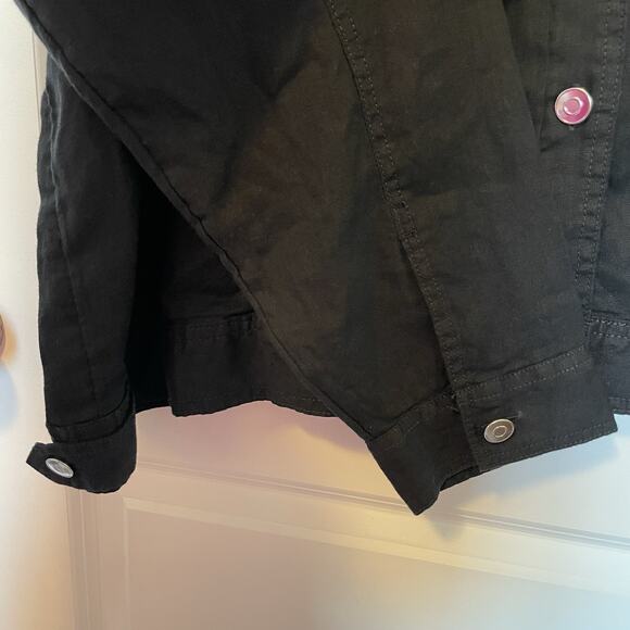 NWT Jones & Co Women's Black 100% Linen Button Up Jacket 3X Plus Size Pockets - Picture 9 of 12